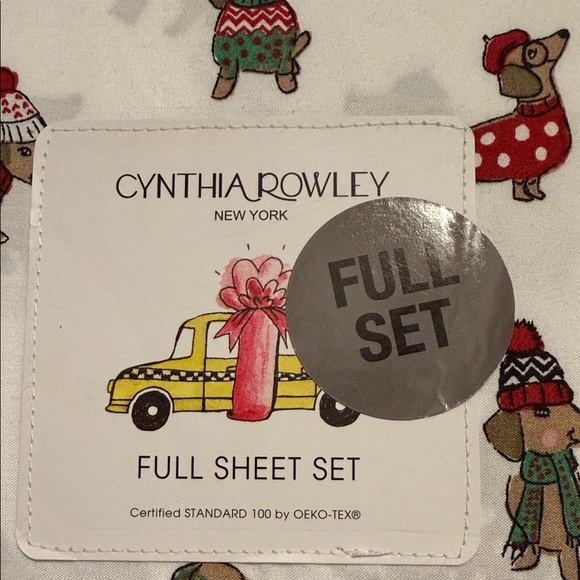 Cynthia Rowley Festive dog Full Sheet Set - Picture 2 of 4